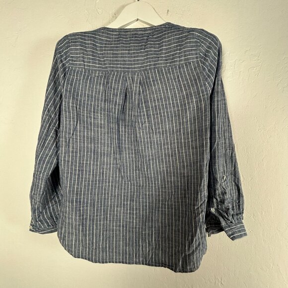 Joie Womens Blue & White Striped Cotton Long Sleeve Popover Top Blouse Medium - Picture 2 of 7